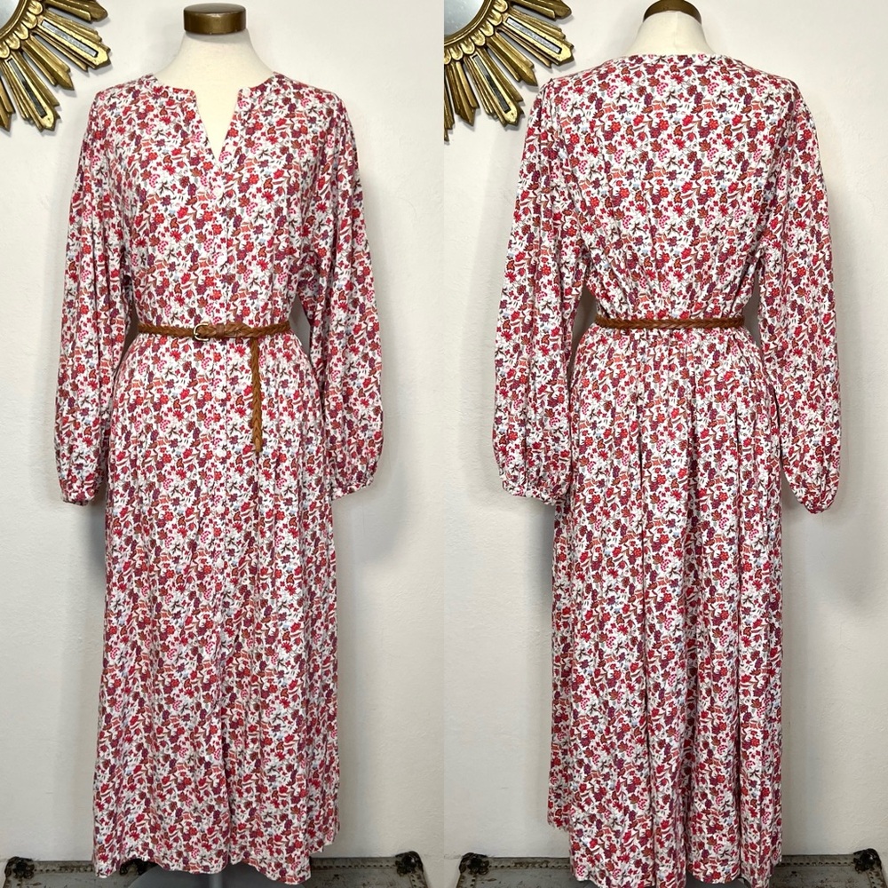 Universal Thread Floral Long Sleeve Button Front Maxi Dress